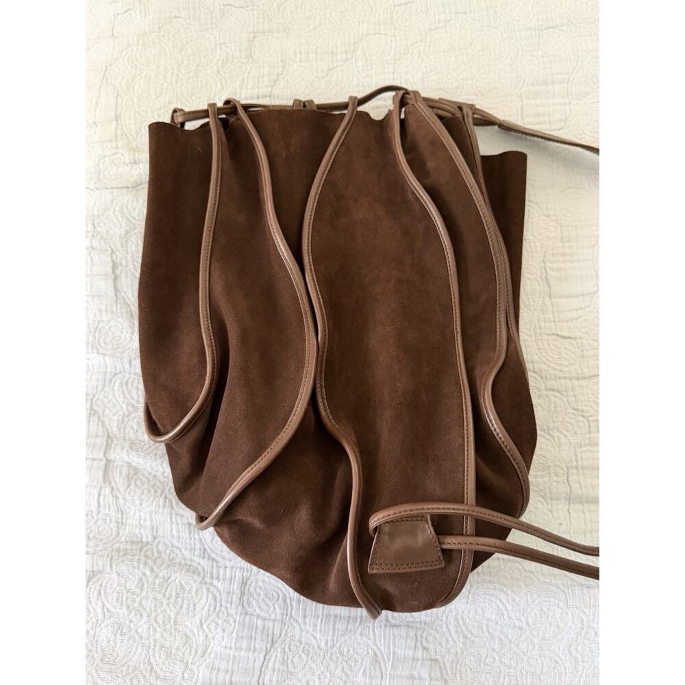DeVecchi Hamilton Hodge‎ Vintage Brown Suede Sling Purse Bag Italy Designer VTG - Picture 3 of 7